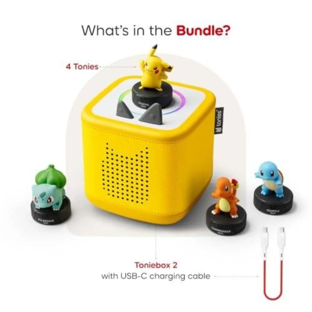 tonies Toniebox 2 Pokemon Bundle Kids Audio Player Pikachu All 4 Characters NEW